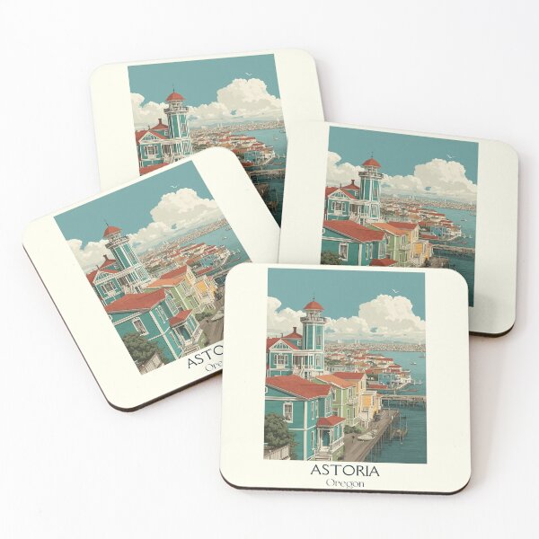 Item preview, Astoria Oregon Retro Poster | Historic Coastal Town Art designed and sold by TuncGK.