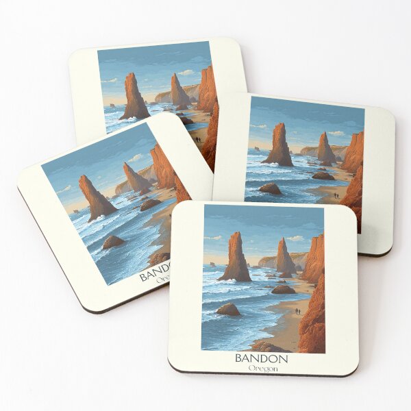 Item preview, Bandon Oregon Vintage Travel Poster | Oregon Coast Art designed and sold by TuncGK.
