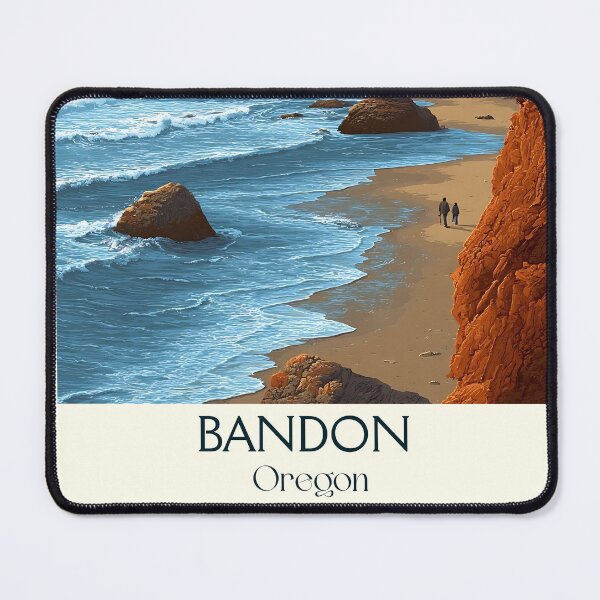 Item preview, Bandon Oregon Vintage Travel Poster | Oregon Coast Art designed and sold by TuncGK.