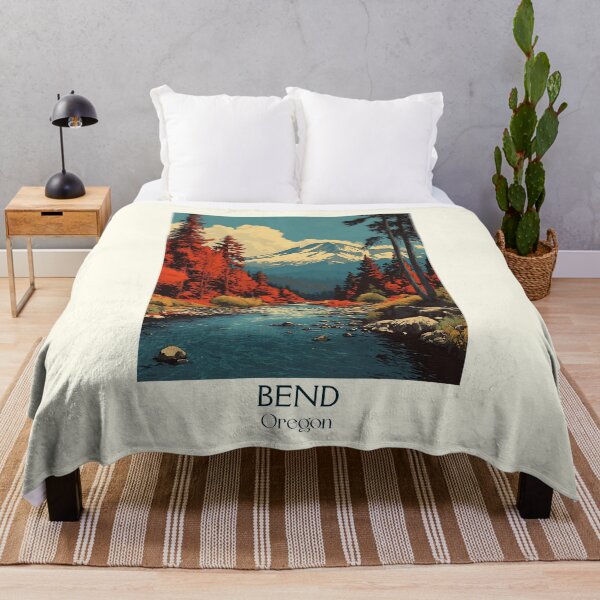 Item preview, Bend Oregon Retro Travel Poster | Central Oregon River Art designed and sold by TuncGK.