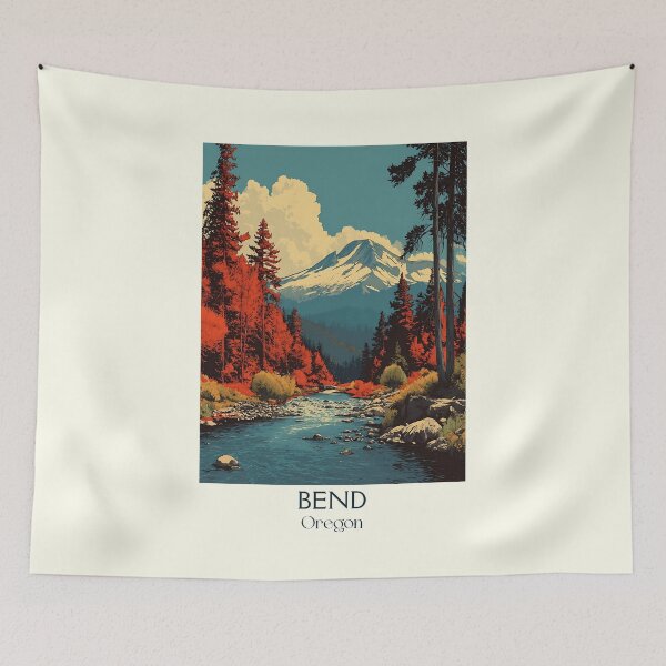 Item preview, Bend Oregon Retro Travel Poster | Central Oregon River Art designed and sold by TuncGK.