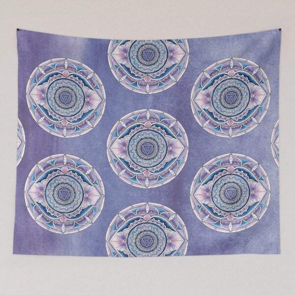 Item preview, Ajna Third Eye Chakra Purple Indigo Metallic Mandala Art designed and sold by mandalasouldesigns.