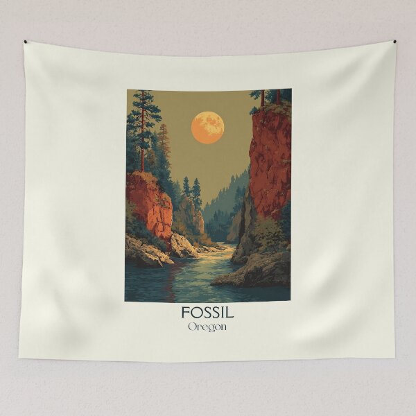 Item preview, Fossil Oregon Retro Travel Poster | John Day River Art designed and sold by TuncGK.