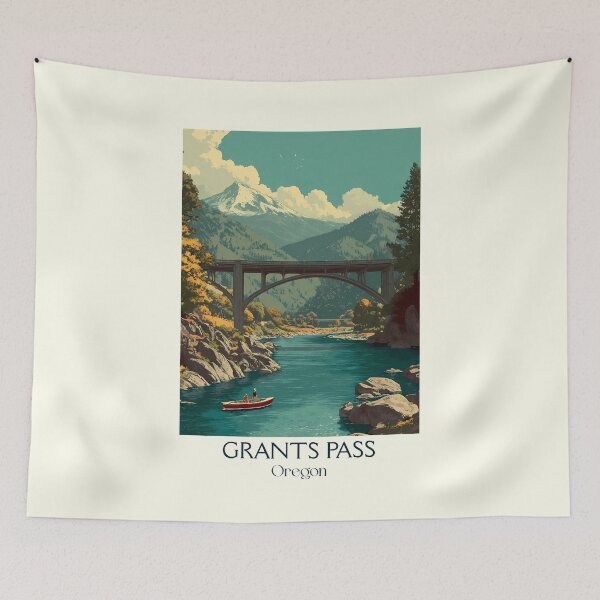 Item preview, Grants Pass Oregon Vintage Poster | Rogue River Scenery designed and sold by TuncGK.