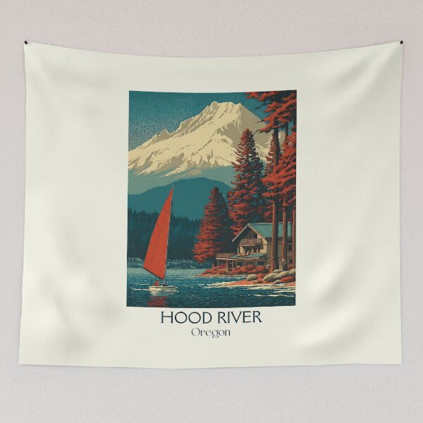Item preview, Hood River Oregon Retro Poster | Columbia River Gorge Art designed and sold by TuncGK.
