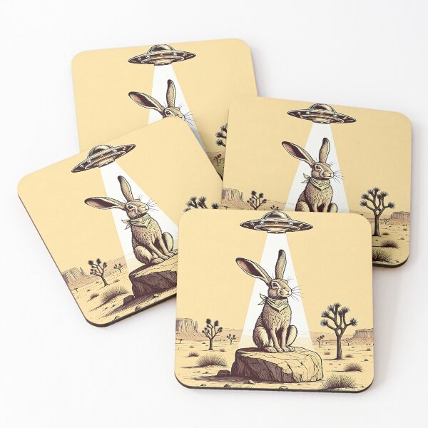 Item preview, Desert Hare and UFO – Vintage Sci-Fi Illustration designed and sold by Dino-Lune.