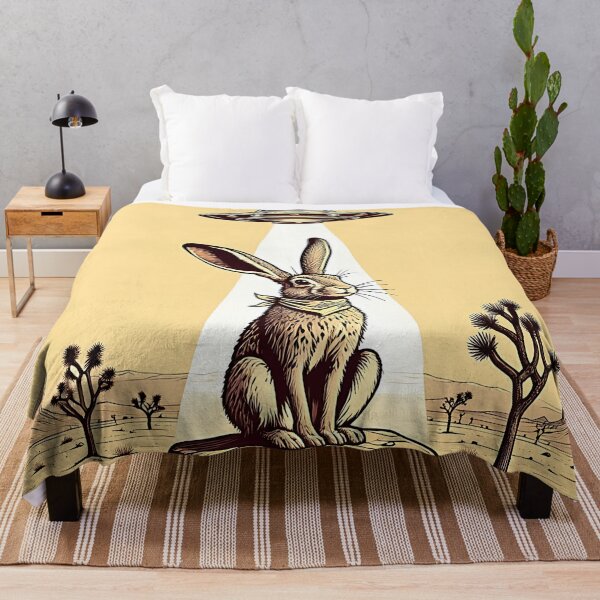 Item preview, Desert Hare and UFO – Vintage Sci-Fi Illustration designed and sold by Dino-Lune.