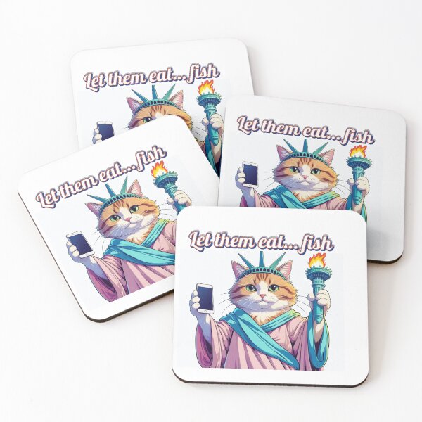 Item preview, "Let Them Eat Fish – Funny Cat Statue of Liberty" designed and sold by Catdesign888.
