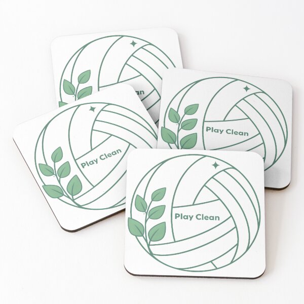 Aperçu de l'œuvre “Play Clean Eco Volleyball Logo | Botanical Volleyball Sticker for Sustainable Sports” créée et vendue par Nawastyle.