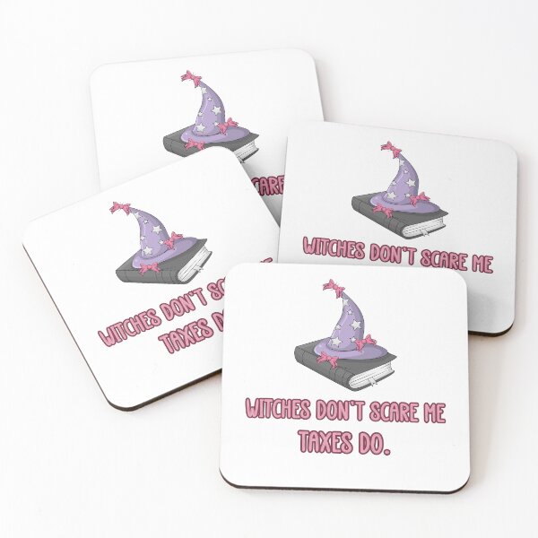 Item preview, Witches Don't Scare Me Taxes Do - Purple Pink Black White Halloween Finance Accounting designed and sold by KatandChase.