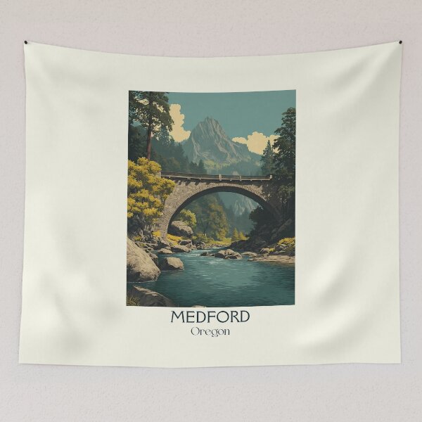 Item preview, Medford Oregon Retro Poster | Rogue Valley Scenery designed and sold by TuncGK.