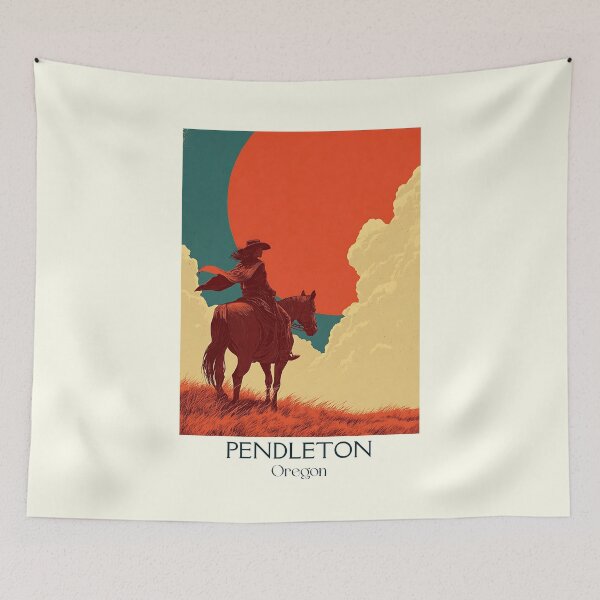 Item preview, Pendleton Oregon Retro Poster | Old West Rodeo Art designed and sold by TuncGK.