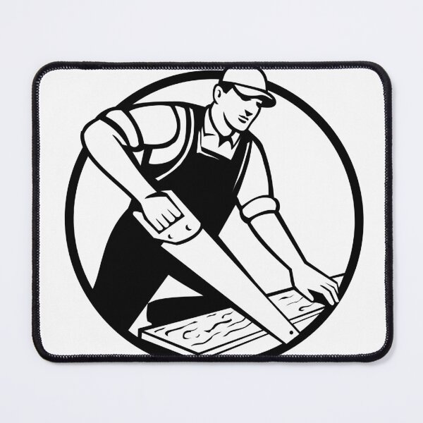 Item preview, Handyman Carpenter or Construction Worker Sawing Wood Retro Circle designed and sold by retrovectors.