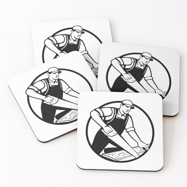 Item preview, Handyman Carpenter or Construction Worker Sawing Wood Retro Circle designed and sold by retrovectors.