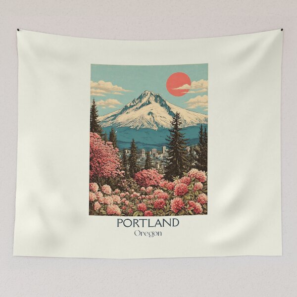 Item preview, Portland Oregon Vintage Poster | City of Roses & Mt Hood designed and sold by TuncGK.