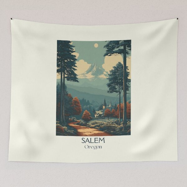 Item preview, Salem Oregon Vintage Travel Poster | State Capital Art designed and sold by TuncGK.
