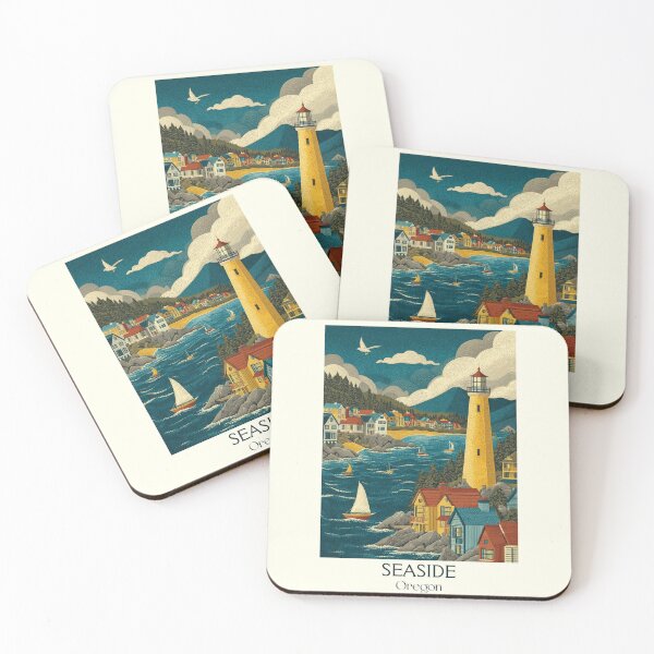 Item preview, Seaside Oregon Retro Poster | North Oregon Coast Art designed and sold by TuncGK.
