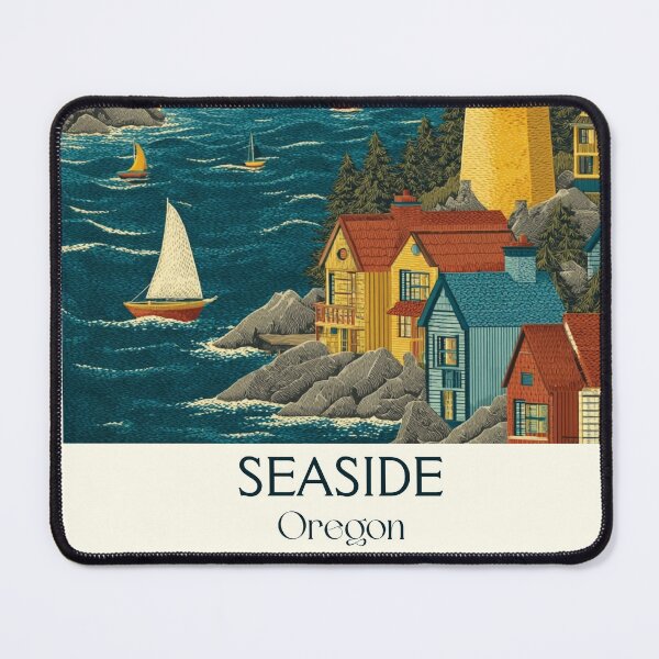 Item preview, Seaside Oregon Retro Poster | North Oregon Coast Art designed and sold by TuncGK.
