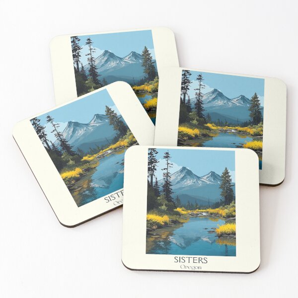 Item preview, Sisters Oregon Vintage Poster | Three Sisters Mountains designed and sold by TuncGK.