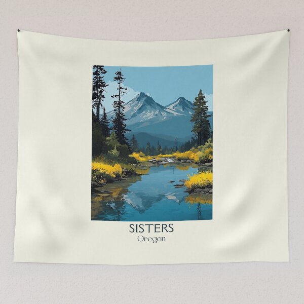Item preview, Sisters Oregon Vintage Poster | Three Sisters Mountains designed and sold by TuncGK.