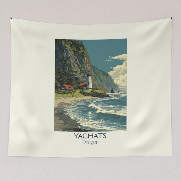 Item preview, Yachats Oregon Retro Poster | Gem of the Oregon Coast designed and sold by TuncGK.