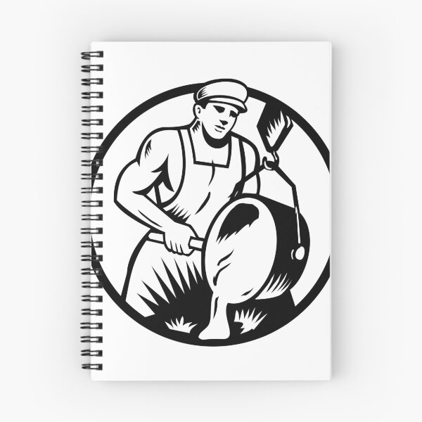 Item preview, Vintage Foundry Worker Foundryman Pouring Metal Retro Woodcut designed and sold by retrovectors.