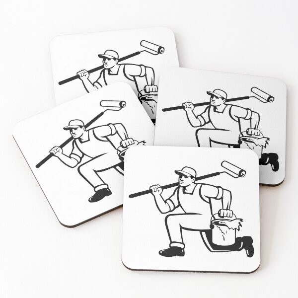 Item preview, House Painter Carrying Paint Can and Paint Roller Running Side Retro designed and sold by retrovectors.