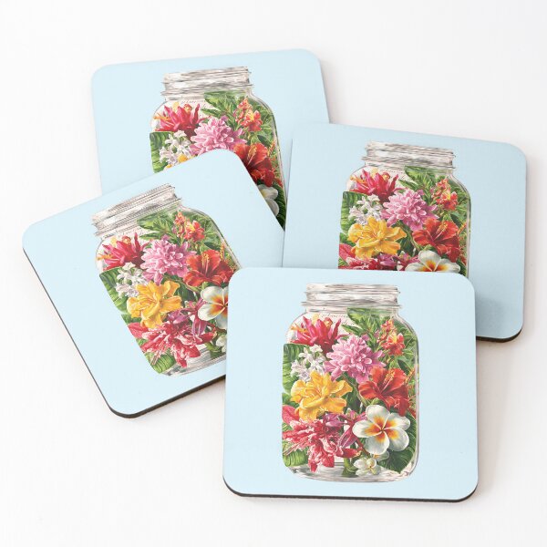 Item preview, Mason jar with summer Island flowers designed and sold by scicilysimonee.
