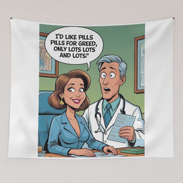 Item preview, Funny Doctor Quote – Greed Pills, Only Lots and Lots! designed and sold by RAKO13.
