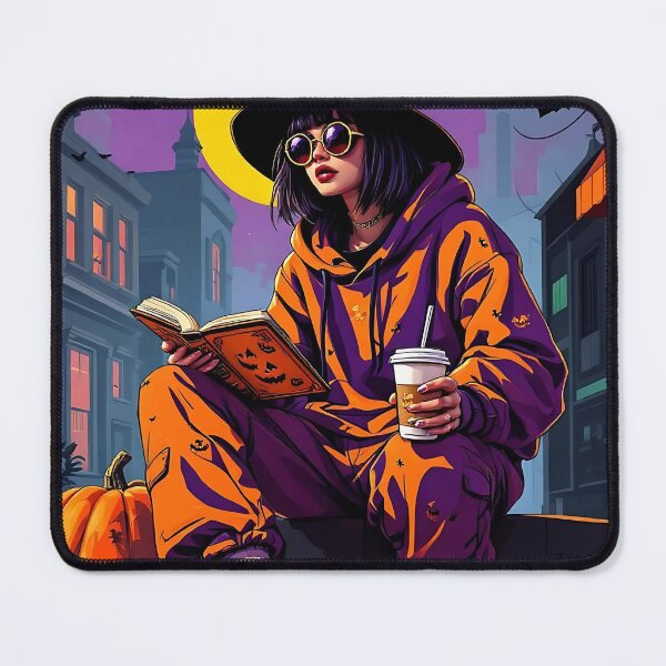 Item preview, Hipster Halloween Witch with Book and Coffee Pumpkin Spice Autumn Vibes designed and sold by elephant555.