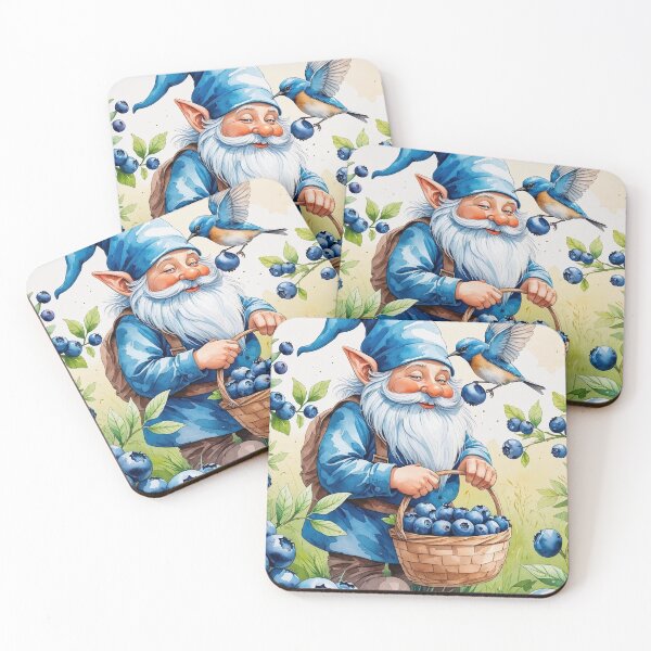Item preview, Bluebird Berry Gnome – Cottagecore Forest Harvest Art designed and sold by Deezyned.