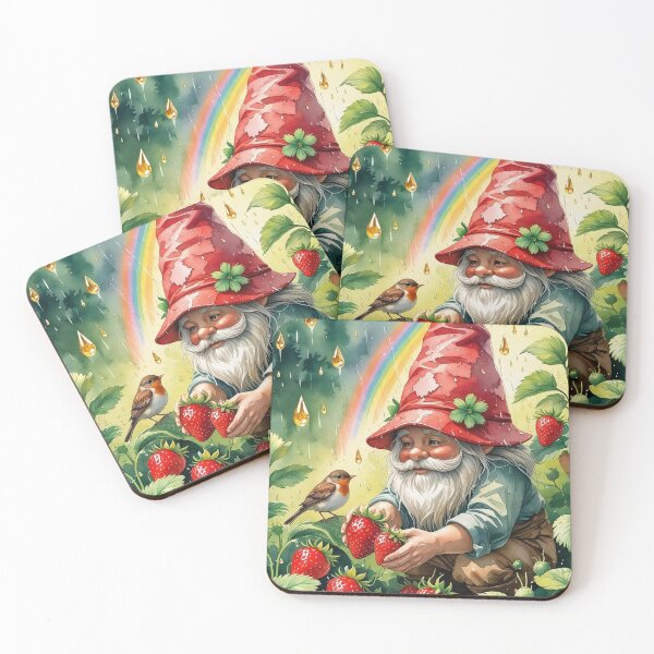 Item preview, Sunshower Strawberry Gnome – Magical Cottagecore Harvest Scene designed and sold by Deezyned.