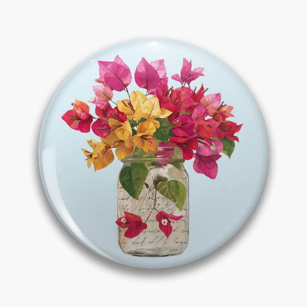 Item preview, Mason jar with Bougainvillea tropical flowers designed and sold by scicilysimonee.