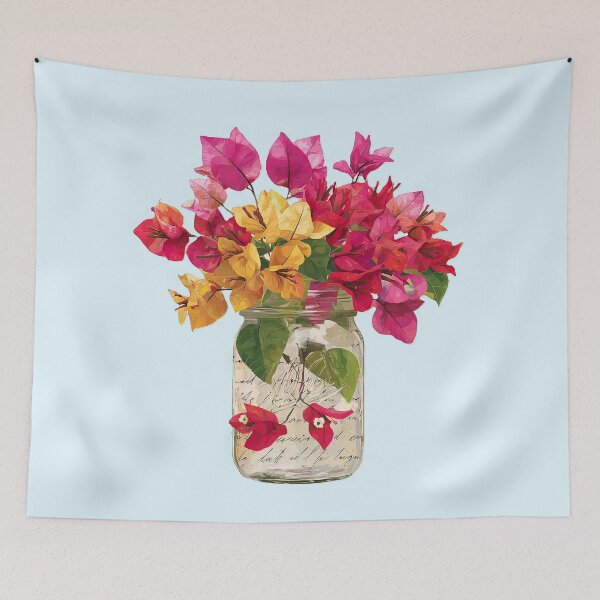 Artikelvorschau, Einmachglas mit tropischen Bougainvillea-Blumen entworfen und verkauft von scicilysimonee.