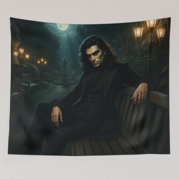Item preview, "Vampire Aristocrat in the Moonlit Garden – Alluring Gothic Gentleman | Dark Fantasy & Victorian Romance Art" designed and sold by fairmaiden7.
