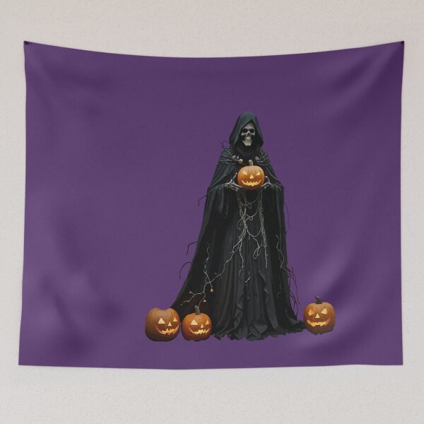 Item preview, Halloween Skeleton Wearing Black Hooded Cloak Cut Out designed and sold by taiche.