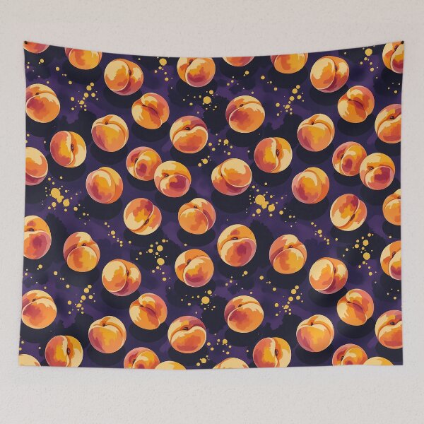 Item preview, Seamless Peach Pattern on a Purple gold splattered Background designed and sold by Space Hyenas.