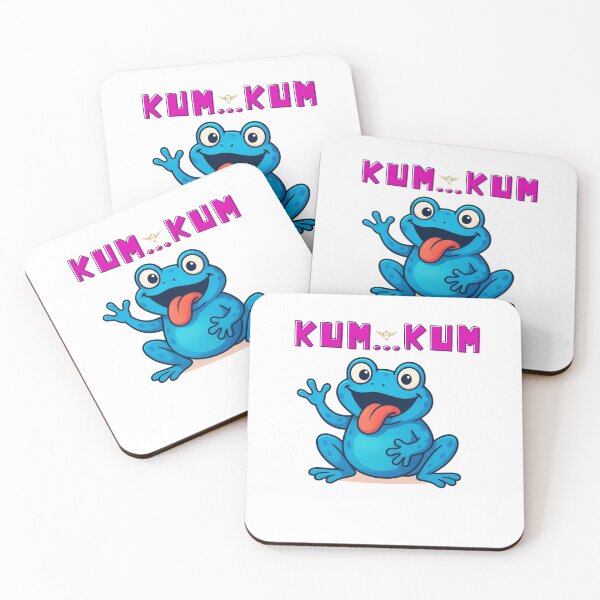 Item preview, Happy Blue Frog Sticking Tongue Out Saying Ribbit designed and sold by DM.
