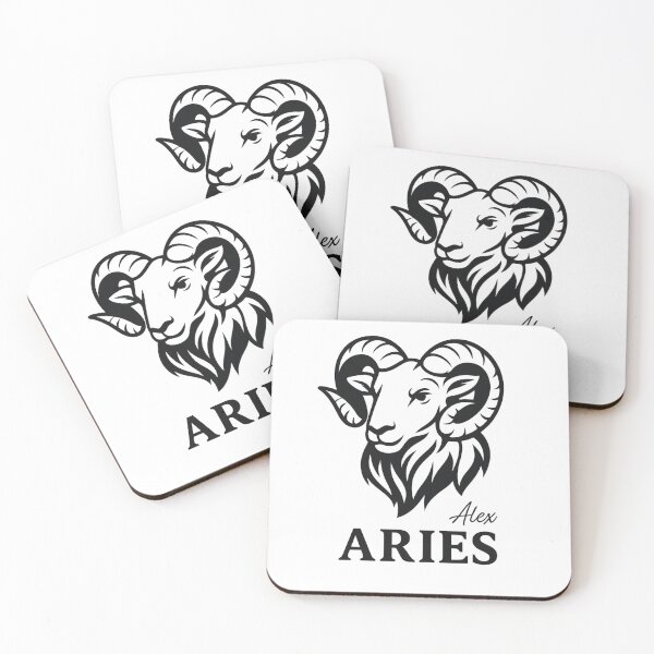 Artikelvorschau, Aries Zodiac Sign – Powerful Ram Illustration with Alex Signature entworfen und verkauft von AlexLineArt.