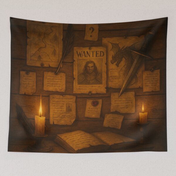 Item preview, Tavern Wall Lore Board – Daggers, Clues & Dragon Rumors | Fantasy Bulletin Art designed and sold by fairmaiden7.