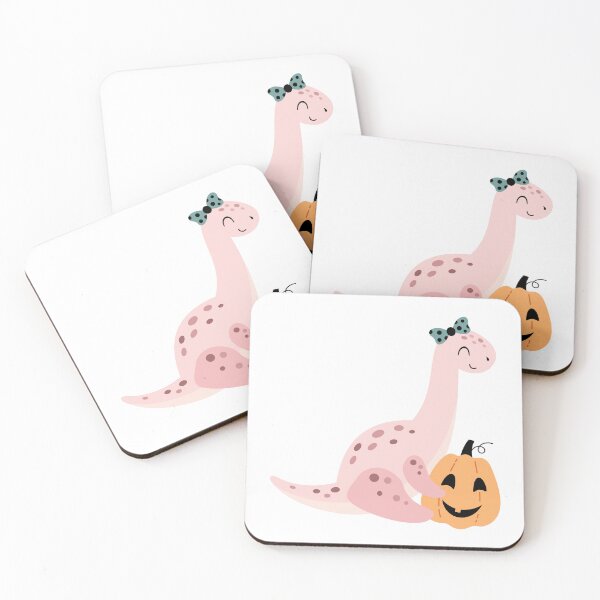 Item preview, Pink Halloween Dinosaur with Pumpkin designed and sold by Julza Art.
