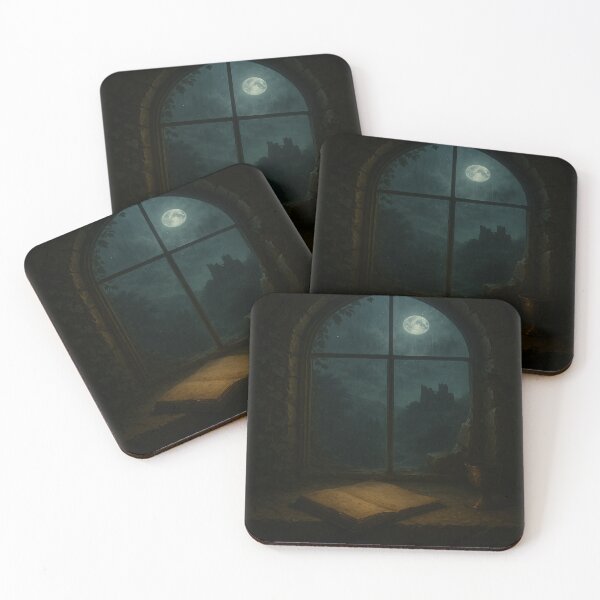 Item preview, Moonlit Tower Window – Mist Over the Forgotten Valley | Gothic Fantasy Interior designed and sold by fairmaiden7.