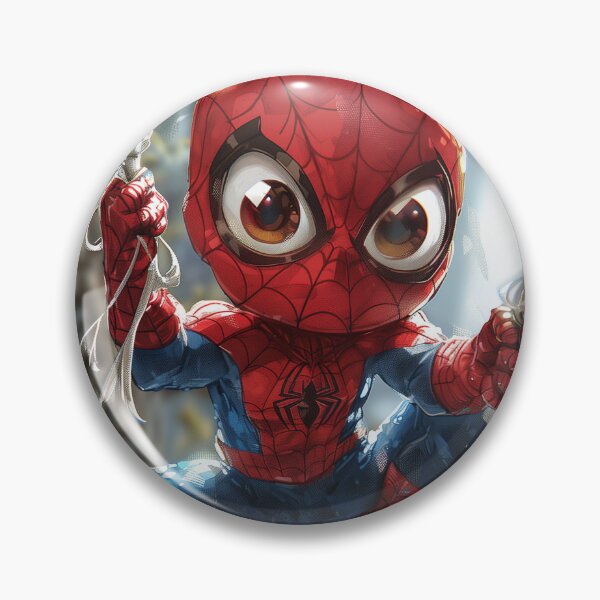 Item preview, Chibi masked hero illustration swinging between buildings designed and sold by LoomisDreams.