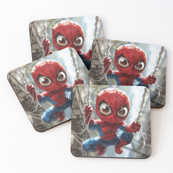 Item preview, Chibi masked hero illustration swinging between buildings designed and sold by LoomisDreams.