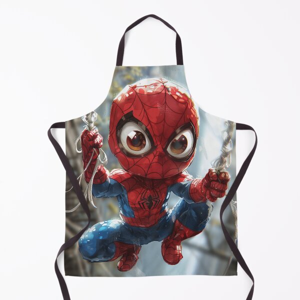 Item preview, Chibi masked hero illustration swinging between buildings designed and sold by LoomisDreams.