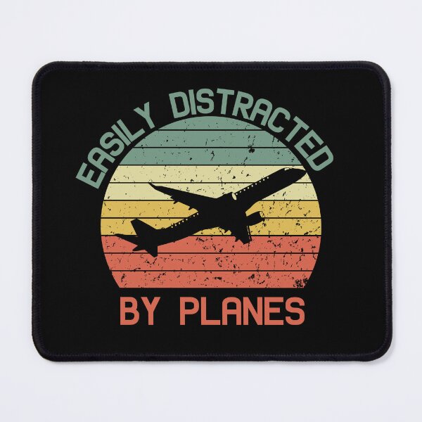 Item preview, Easily Distracted by Airplanes – Vintage retro sunset funny saying planes designed and sold by SkeletonsDanger.