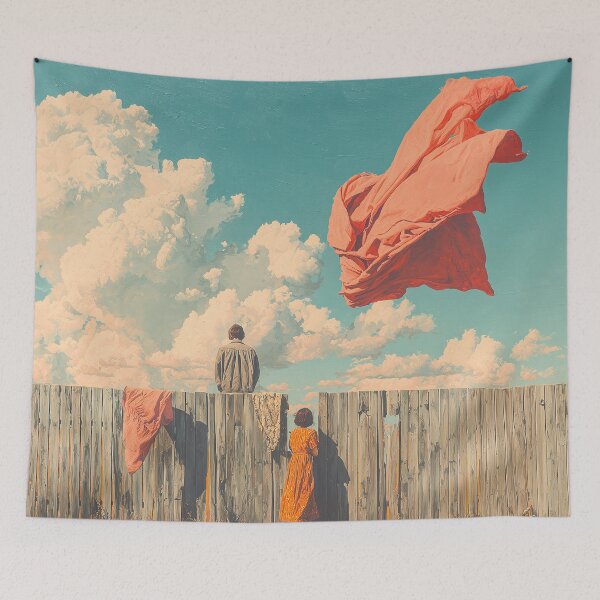 Item preview, Silent Love – Woman Watching Through Fence designed and sold by artHAPPEAK.