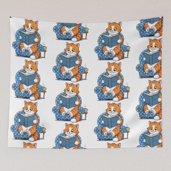 Item preview, Cat Reading | Cozy, Clever, and Whimsically Bookish Feline Graphic designed and sold by Tw1nsAIArt.