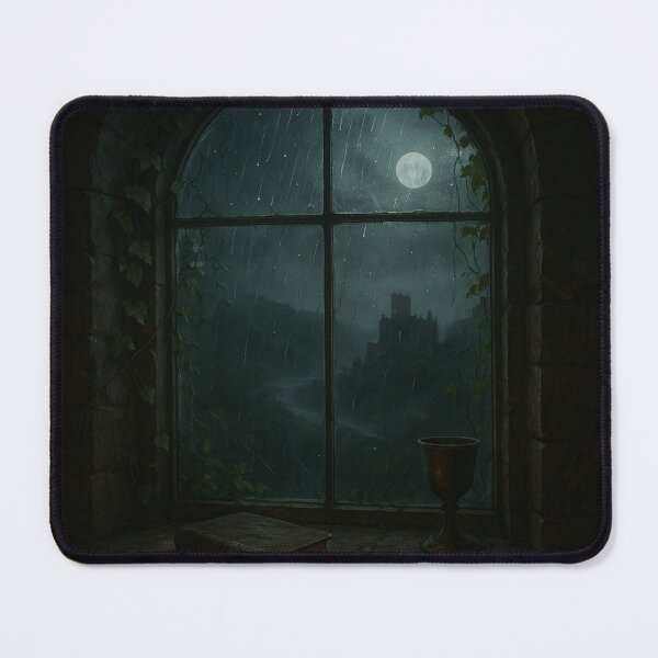 Item preview, “Castle Window in the Rain – A Forgotten Tower’s View of the Misty Vale” designed and sold by fairmaiden7.