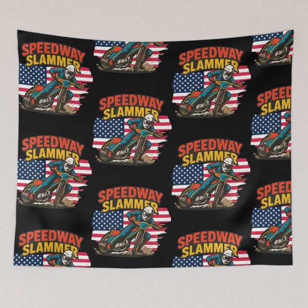 Item preview, Speedway Slammer – American Flag Motor Racing Design, Indiana & Alcatraz Inspired designed and sold by Lunaria Arts.